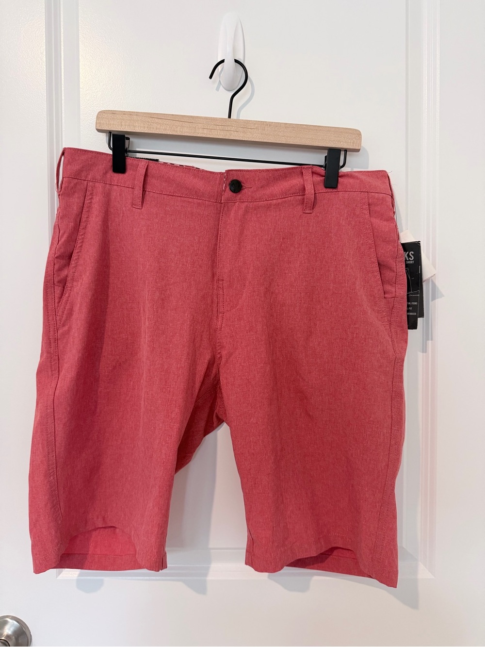 Men's Flat Front Red Shorts - Classic Summer Style